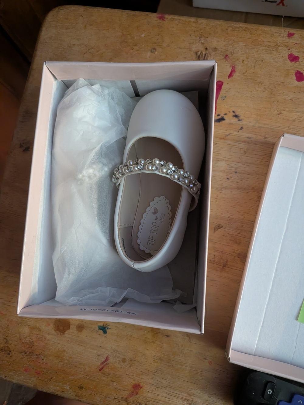 Tip Top Kids White Pearl Strap Mary Jane Dress Shoes